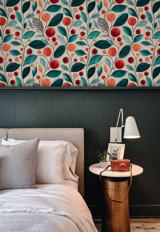 Painted Cherries wallpaper on a wall — Lifestyle 5 scene