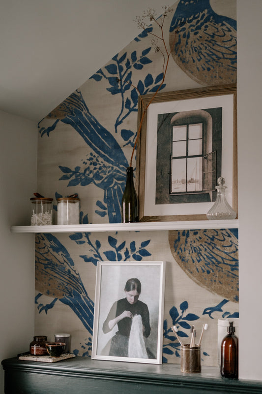 Indigo Cardinal wallpaper on a wall — Lifestyle 7 scene