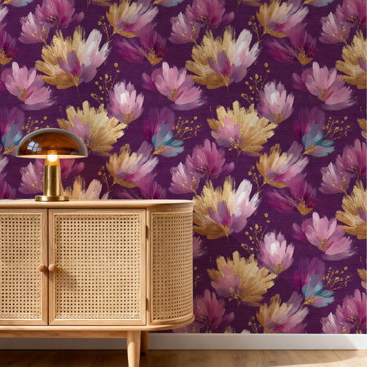Plum Lotus wallpaper shown on a wall — p20 scene