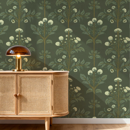 William Morris Meadow Sweet Green wallpaper on a wall — Pattern 20 scene