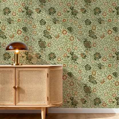 William Morris Grafton Sage wallpaper on a wall — Pattern 20 scene