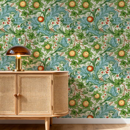 William Morris Orchard Ivory wallpaper on a wall — Pattern 20 scene