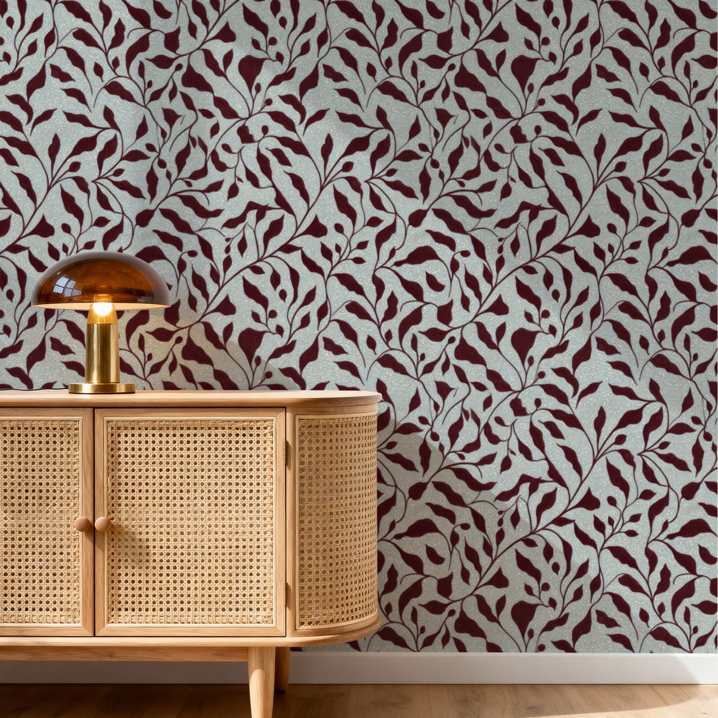 Burgundy Vine wallpaper on a wall — Pattern 20 scene