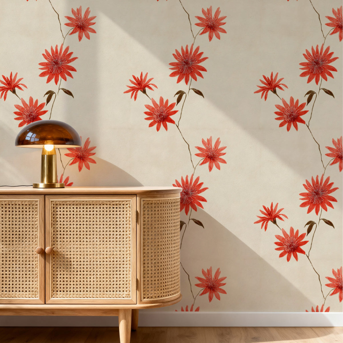 Lone Aster wallpaper on a wall — Pattern 20 scene