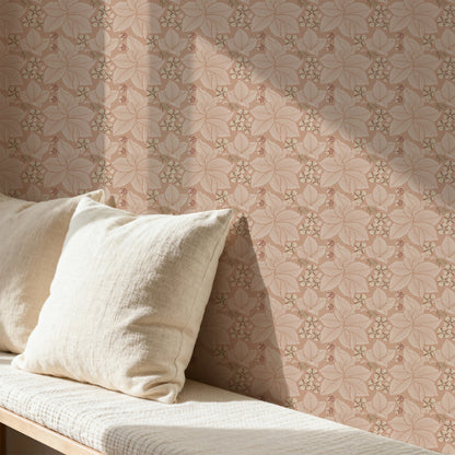 William Morris Bramble Pink wallpaper on a wall — Pattern 24b scene