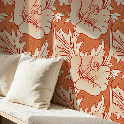 William Morris Horn Poppy Pink wallpaper on a wall — Pattern 24b scene