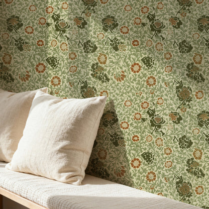William Morris Grafton Sage wallpaper on a wall — Pattern 24b scene