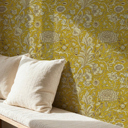 William Morris Cherwell Gold wallpaper on a wall — Pattern 24b scene