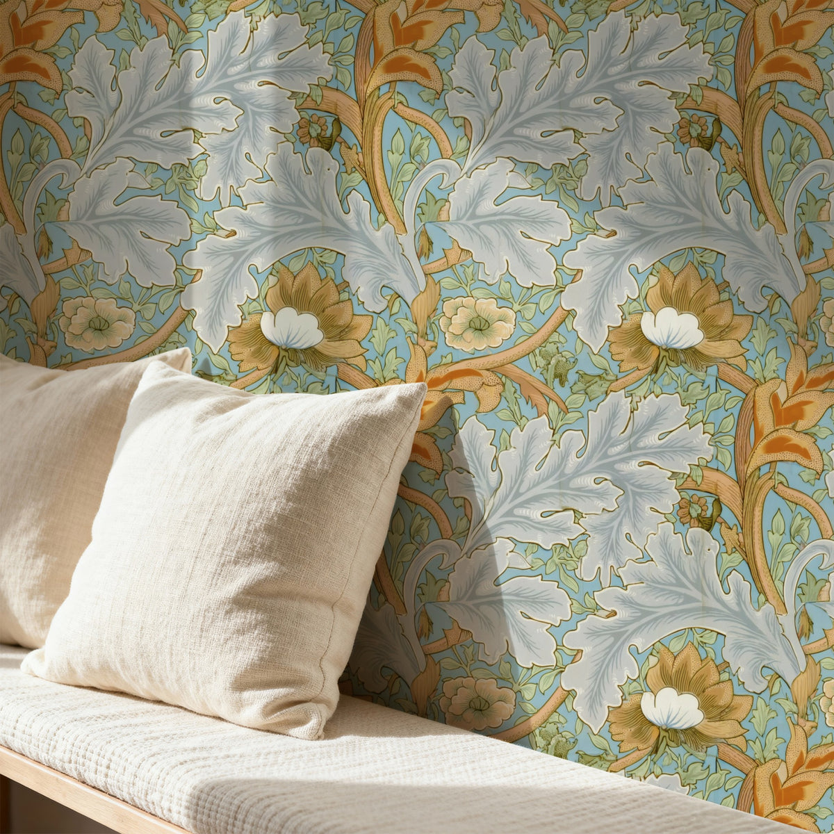 William Morris St James Sky wallpaper on a wall — Pattern 24b scene