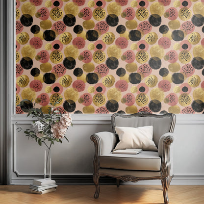 Leopard Confetti wallpaper shown on a wall — Plant Chair below wall scene