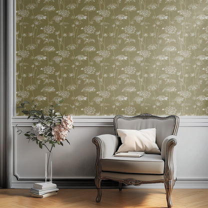 Golden Lace wallpaper on a wall — Plant Chair below wall scene