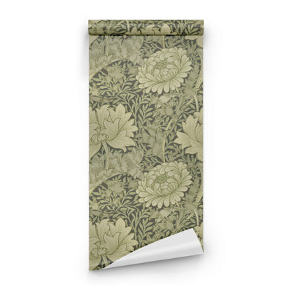 William Morris Chrysanthemum Olive wallpaper roll