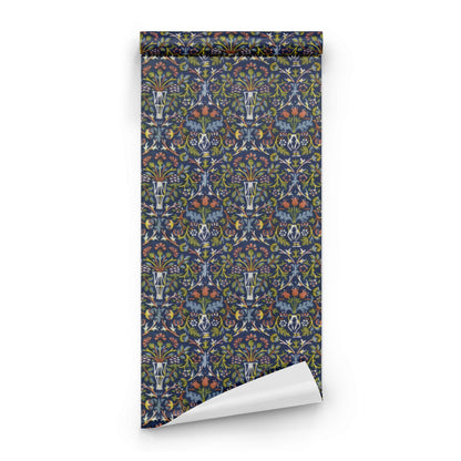 William Morris Flower Pot Navy wallpaper roll