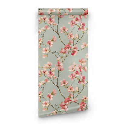 Sage Dogwood wallpaper roll