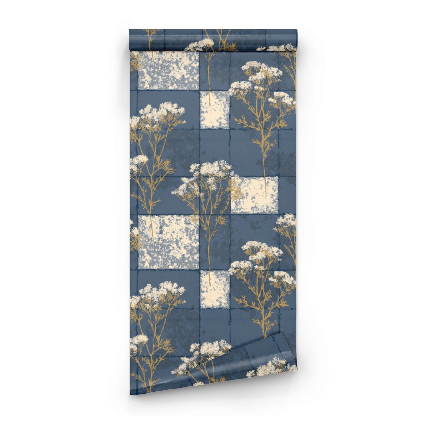 Indigo Patchwork wallpaper roll