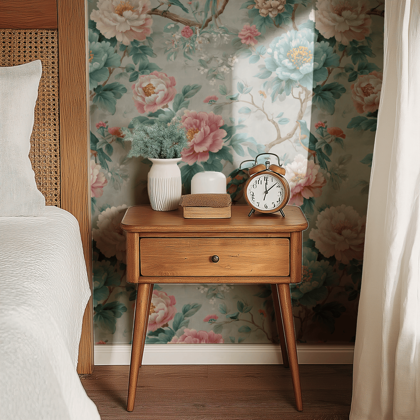 Teal Chinoiserie Wallpaper