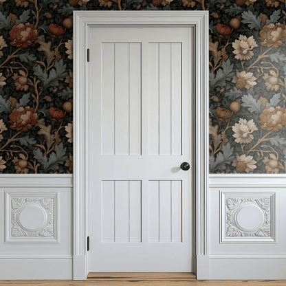 Green Floral Wallpaper shown in a second interior with the Victorian grove giving the wall a country-house traditional botanical character