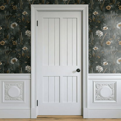 Green Floral Wallpaper shown in a second interior with the dark academia botanicals reading as library-style atmospheric decoration