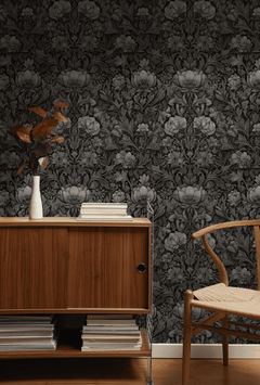 Pewter Damask Wallpaper