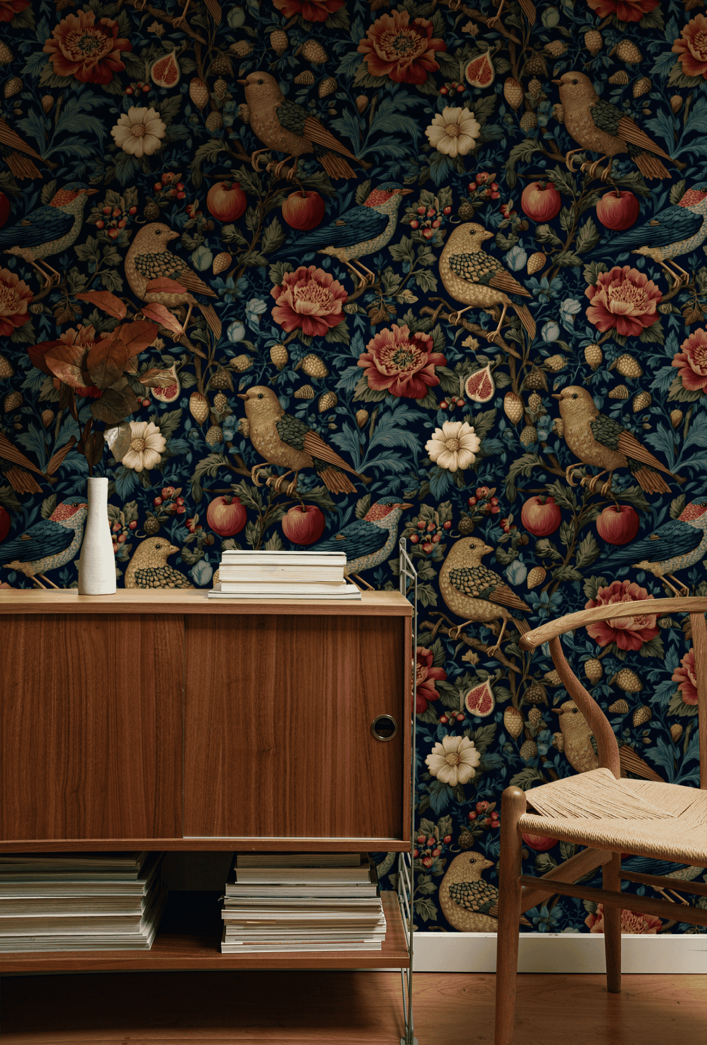 Majolica Songbird Wallpaper