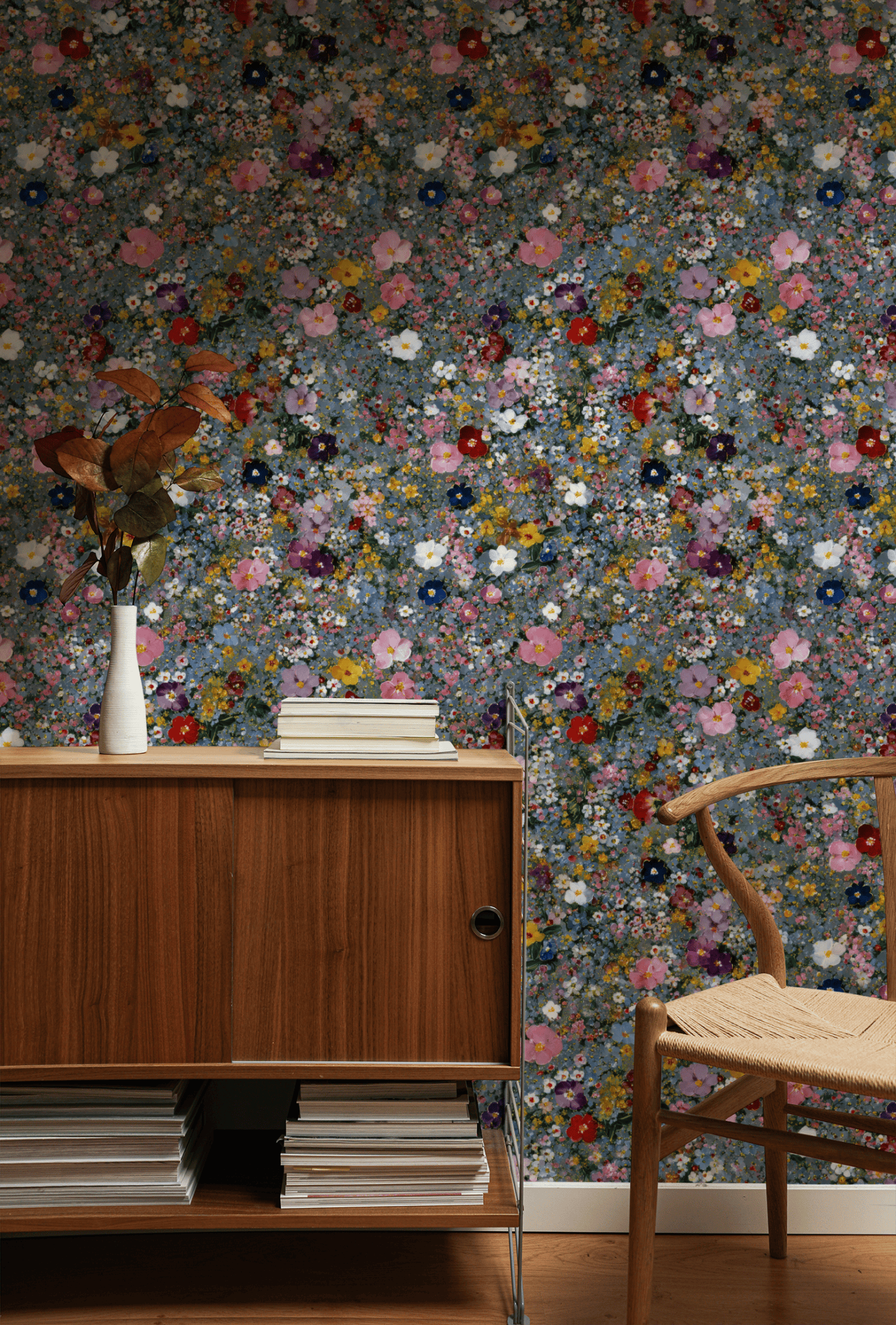 Azure Posies Wallpaper