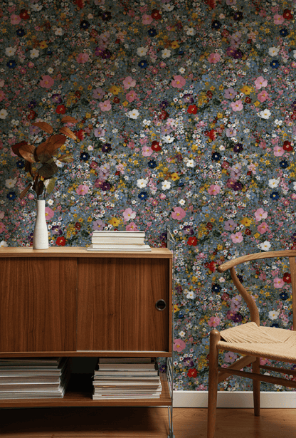 Azure Posies Wallpaper