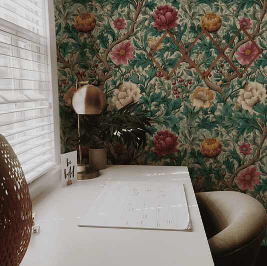 Teal Peony Wallpaper