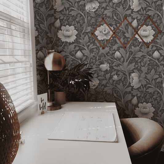 Monochrome Peony Wallpaper