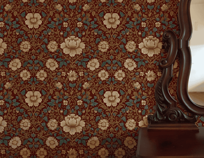 Maroon Flora Wallpaper