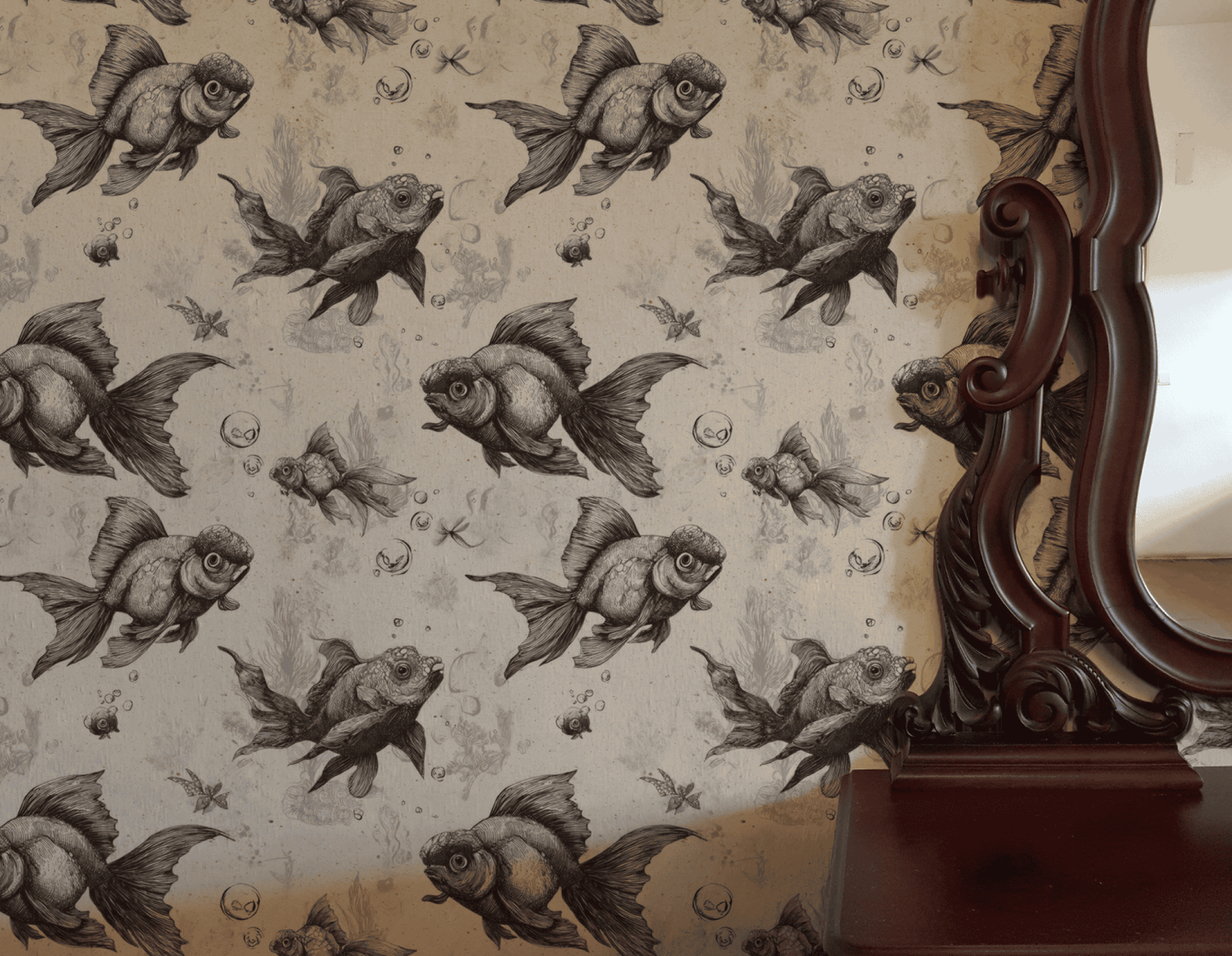 Etched Goldfish Wallpaper