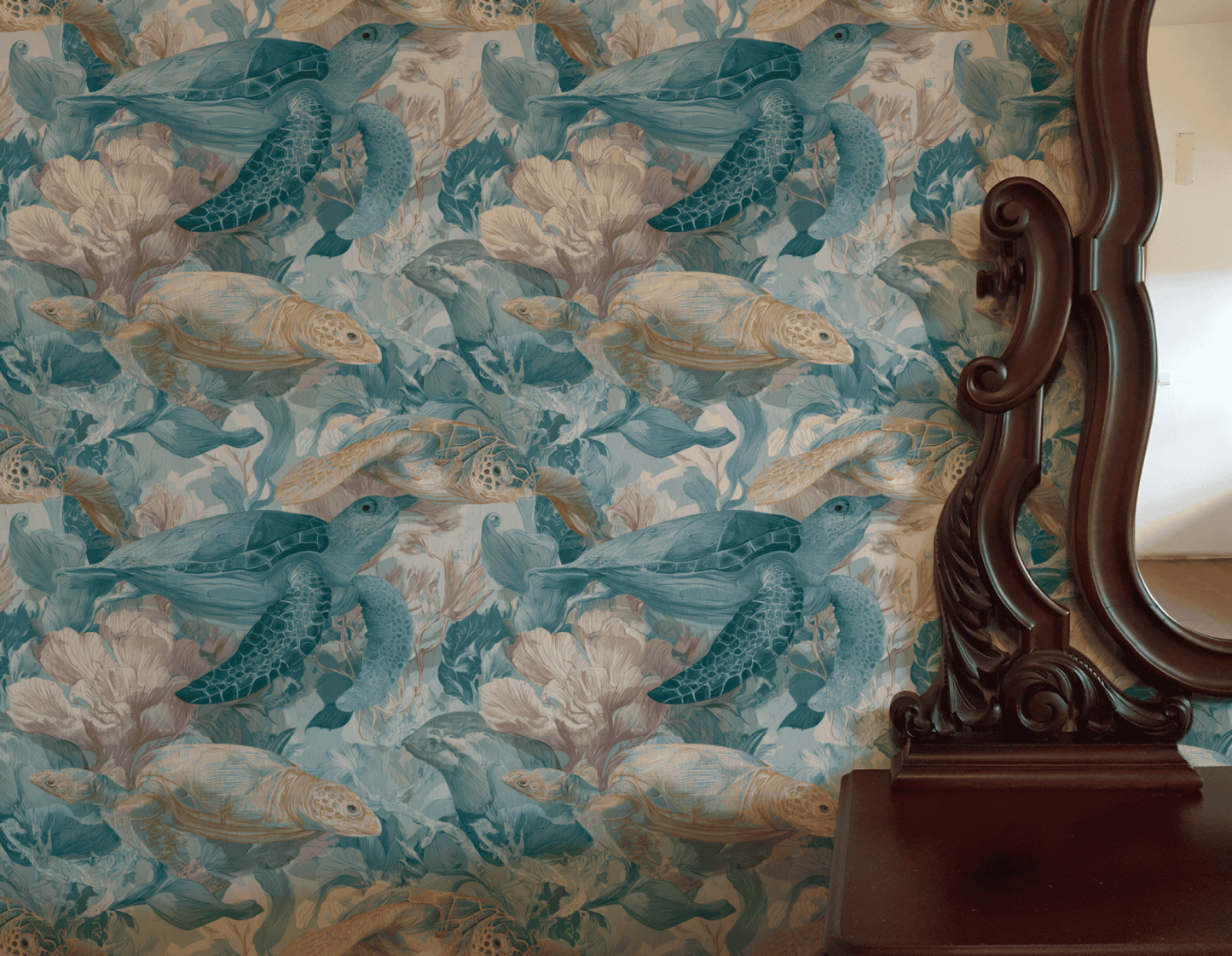 Teal Turtle Wallpaper