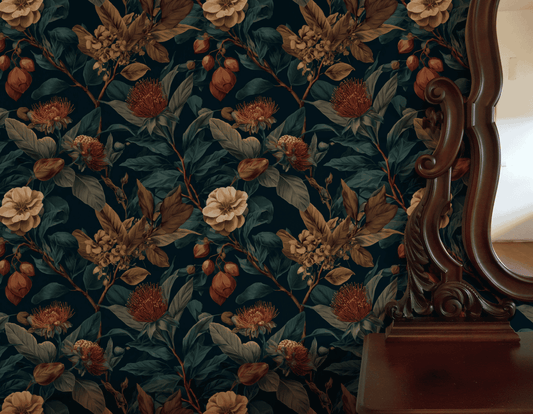 Indigo Botanical Wallpaper