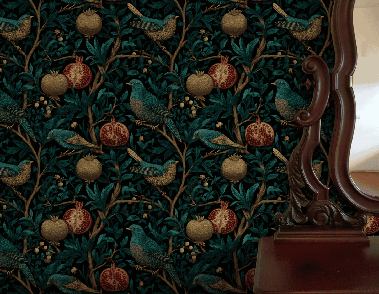 Teal Pomegranate Wallpaper