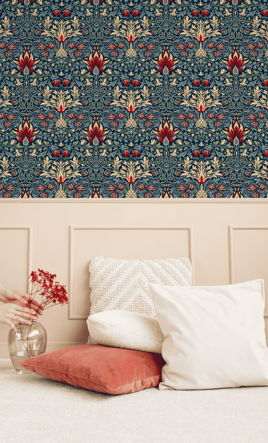 William Morris Snakeshead Blue Wallpaper