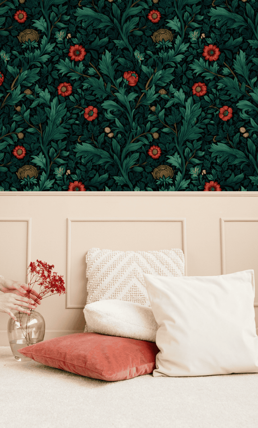 Teal Poppy Wallpaper