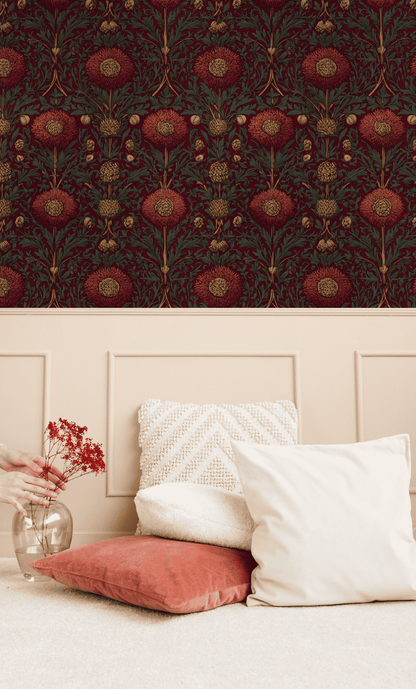Maroon Majolica Wallpaper
