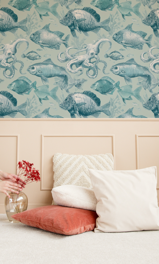 Cyan Octopus Wallpaper