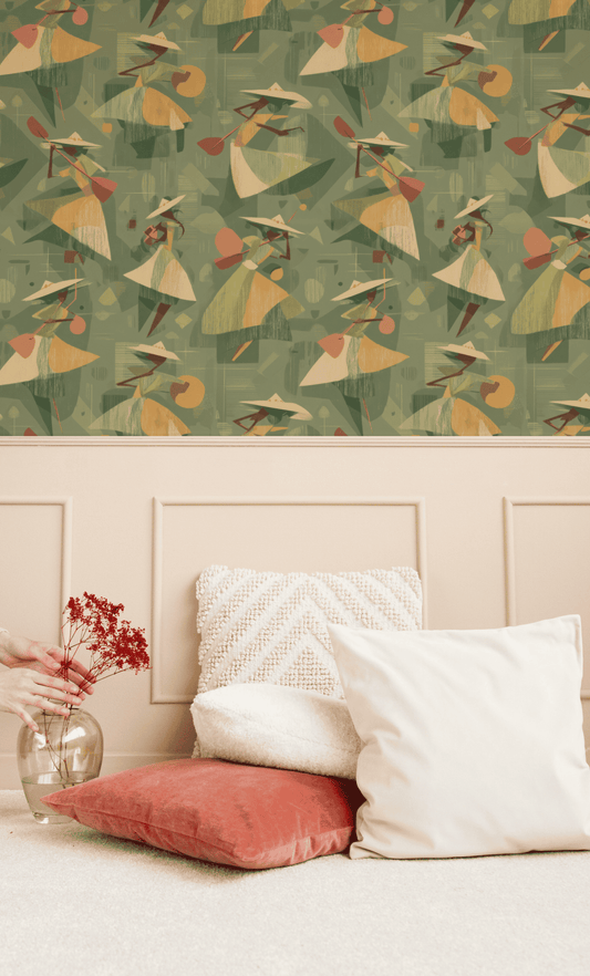 Geometric Paddlers Wallpaper