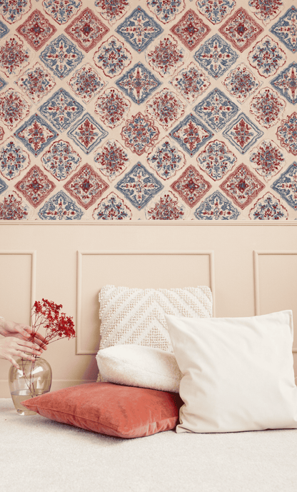 Burgundy Arabesque Wallpaper