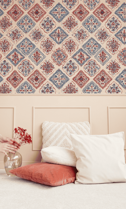 Burgundy Arabesque Wallpaper