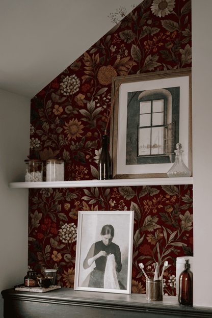 Burgundy Sunflower Wallpaper
