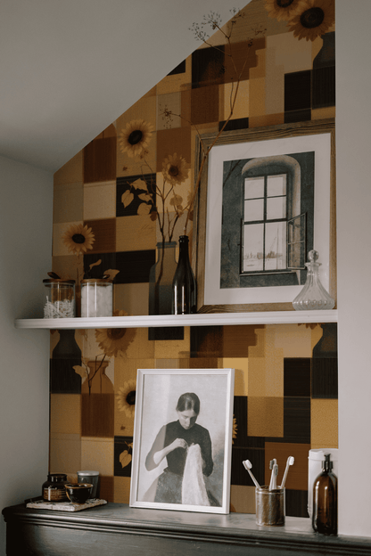 Tawny Patchwork Wallpaper