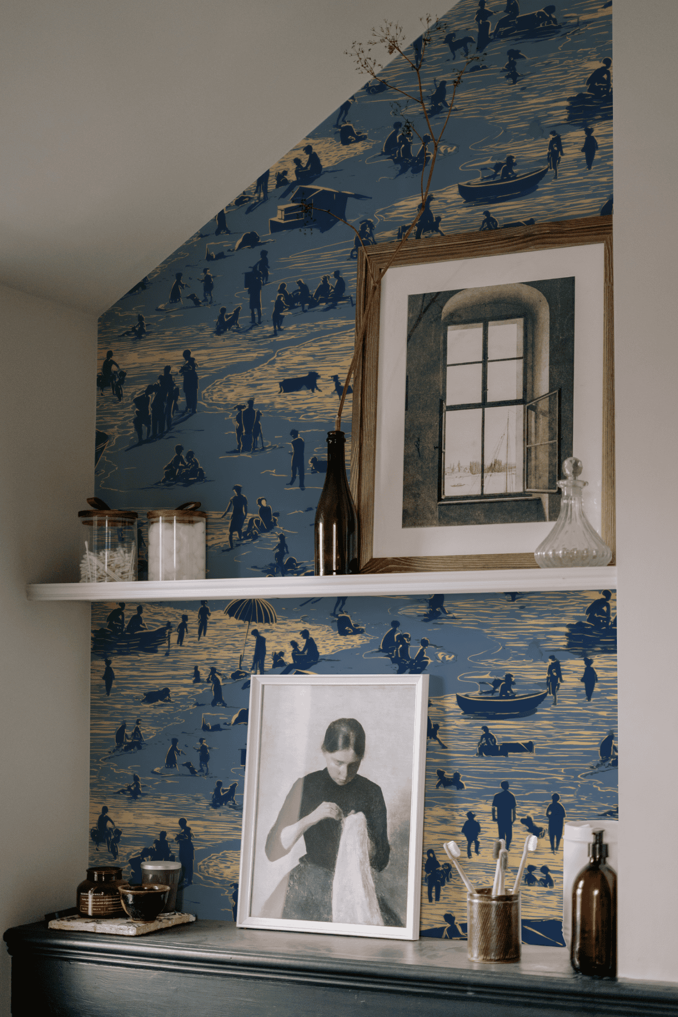 Indigo Lakeside Wallpaper