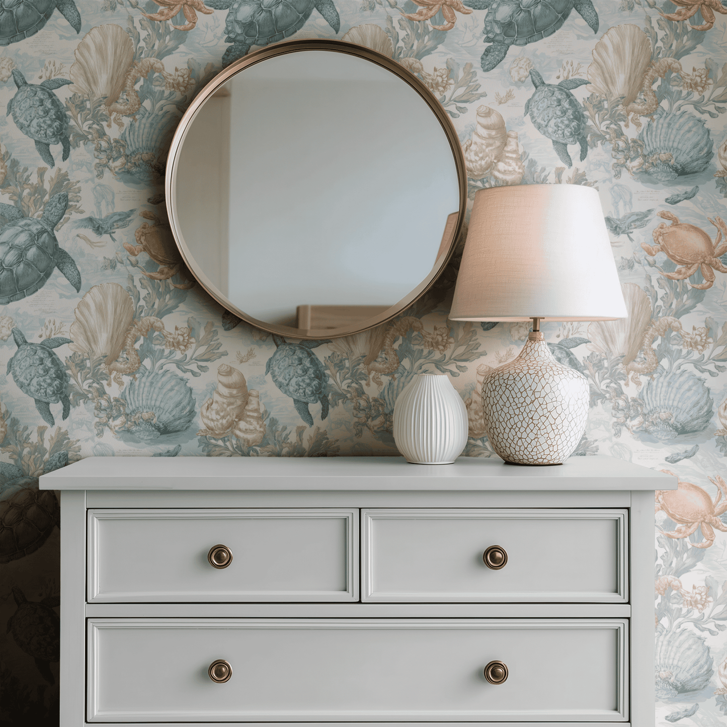 Teal Etching Wallpaper