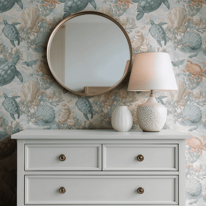 Teal Etching Wallpaper
