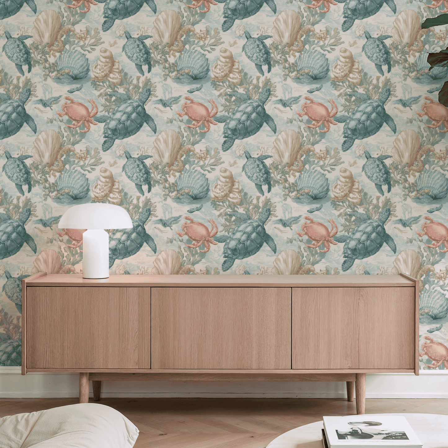 Teal Etching Wallpaper