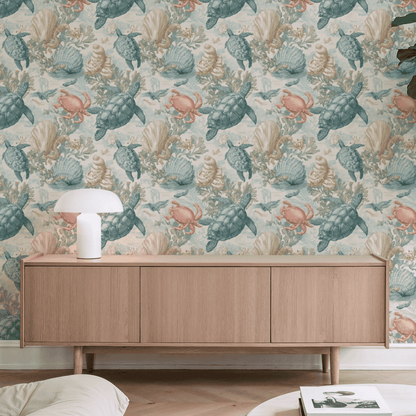 Teal Etching Wallpaper