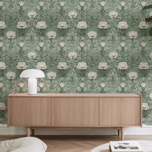 Celadon Peony Wallpaper