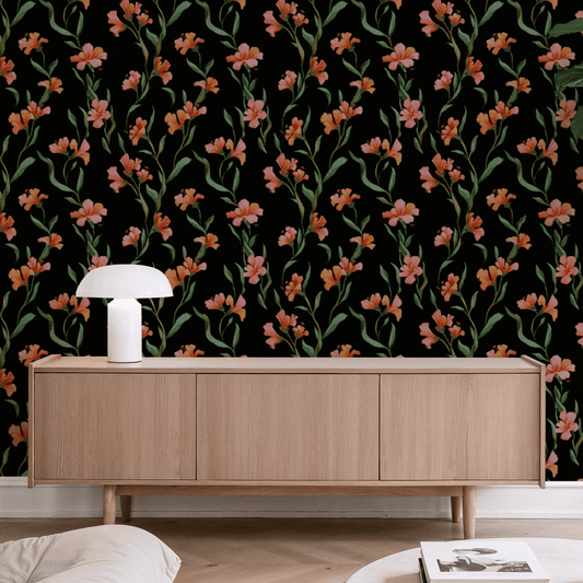Tangerine Embroidery Wallpaper