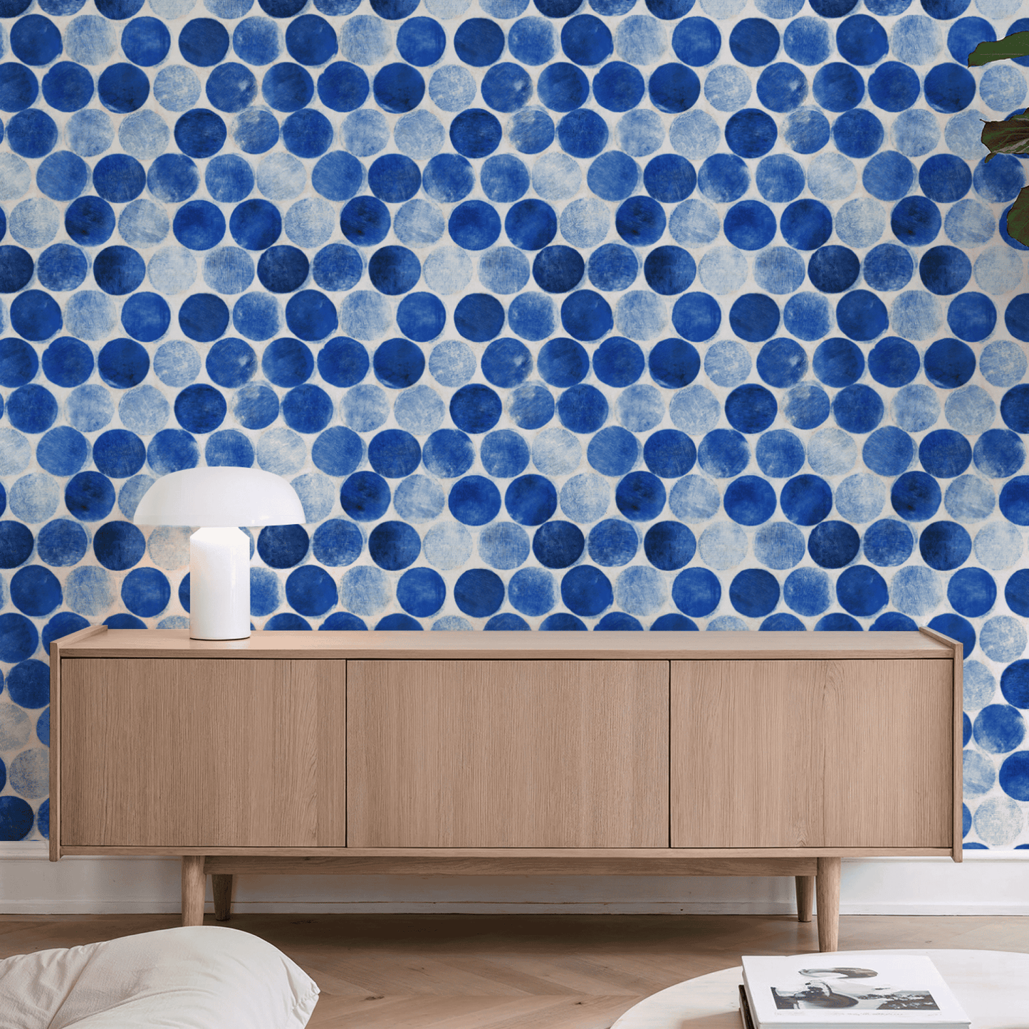 Azure Polka Wallpaper